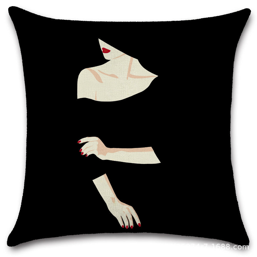 Nordic Pop Fashion Women's Character Pillow Cover