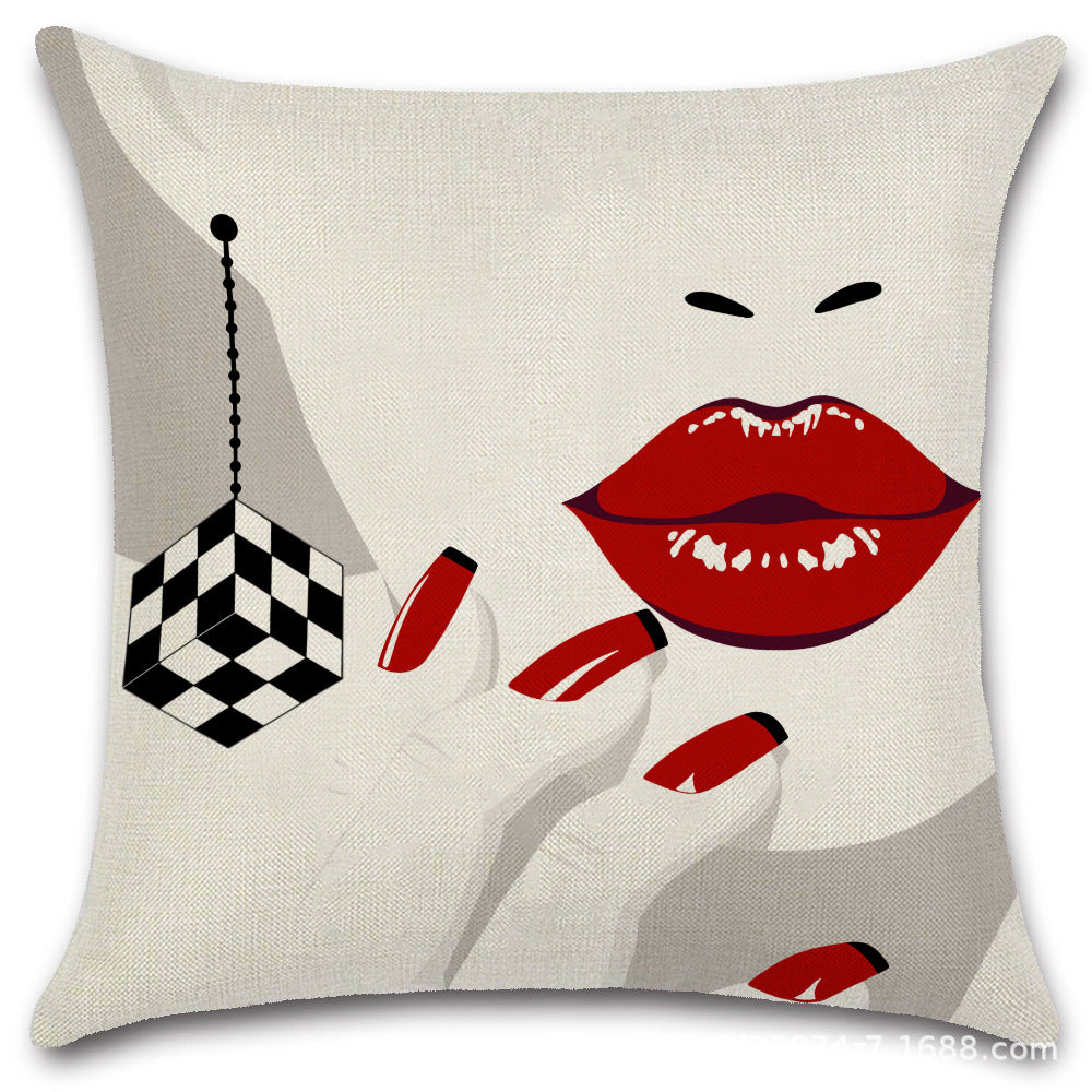 Nordic Pop Fashion Women's Character Pillow Cover