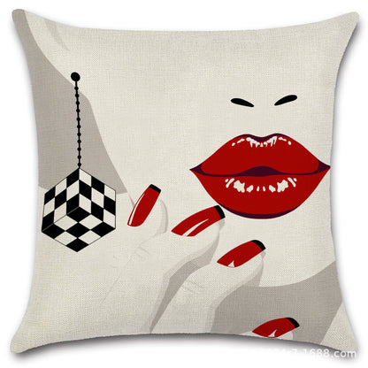 Nordic Pop Fashion Women's Character Pillow Cover