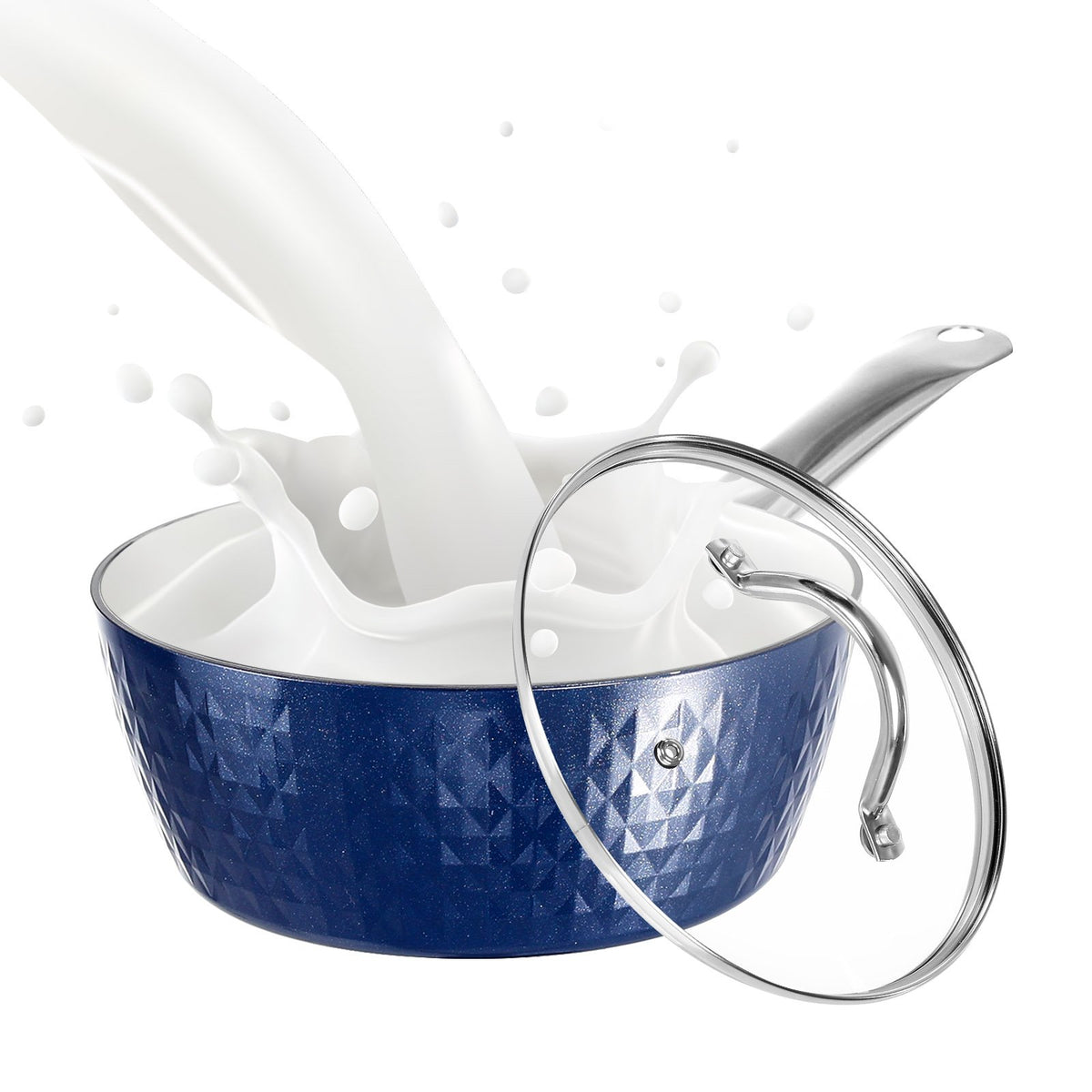 18cm Induction Saucepan with Lid and Non-Stick Coating