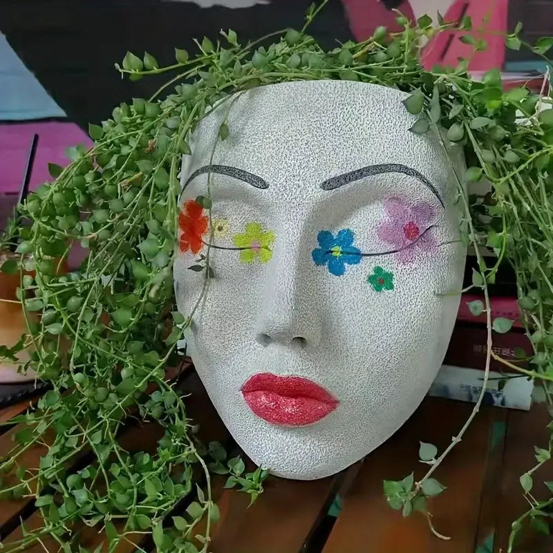Resin Face Planter Pot for Indoor and Outdoor Decor