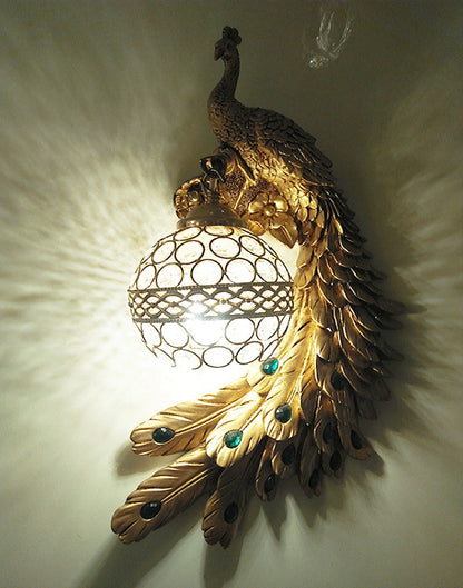 Indoor European Peacock Wall Lamp for TV Background