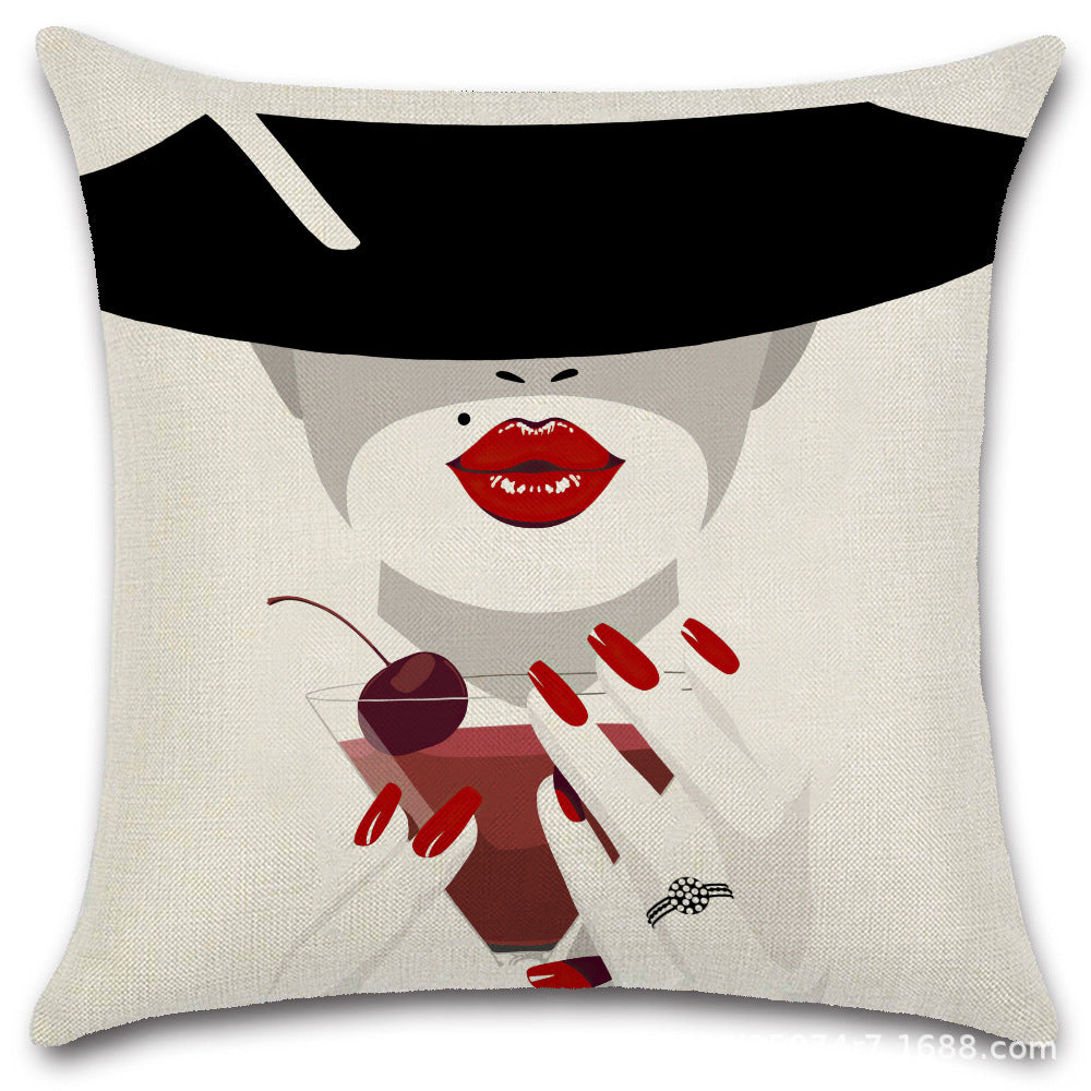 Nordic Pop Fashion Women's Character Pillow Cover