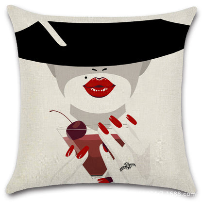 Nordic Pop Fashion Women's Character Pillow Cover