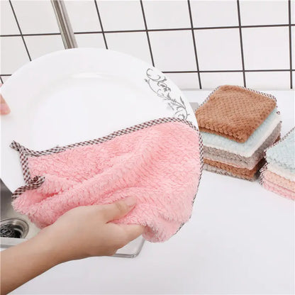 Hangable Double-Sided Coral Fleece Kitchen Wipes