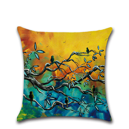 Linen Pillowcase with Home Temperament Oil Painting Print