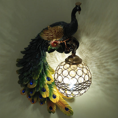 Indoor European Peacock Wall Lamp for TV Background