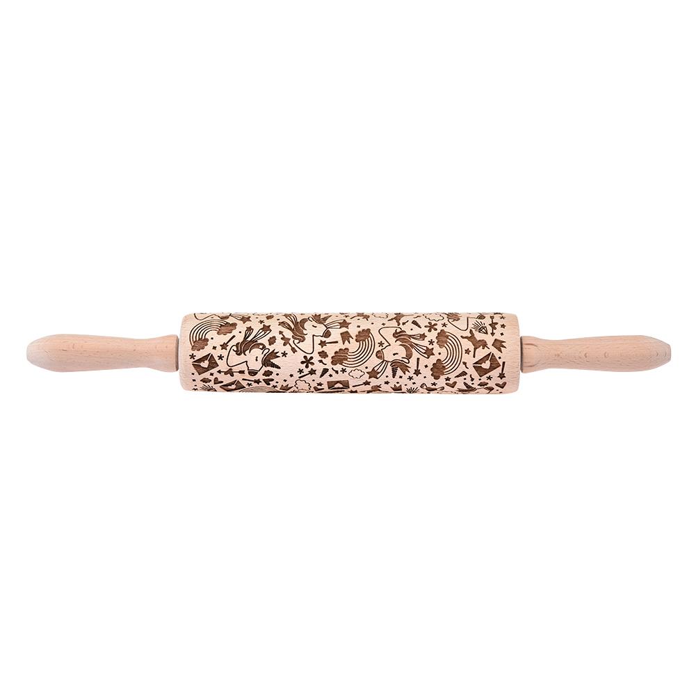 Christmas Laser Engraved Beech Rolling Pin Tool