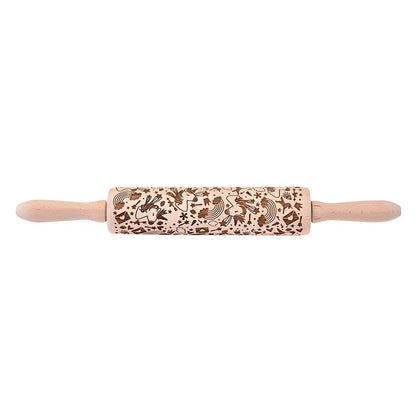 Christmas Laser Engraved Beech Rolling Pin Tool