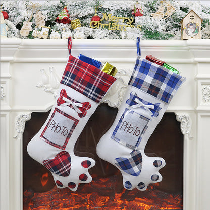 Dog Paw Christmas Stocking Gift Bag Decor
