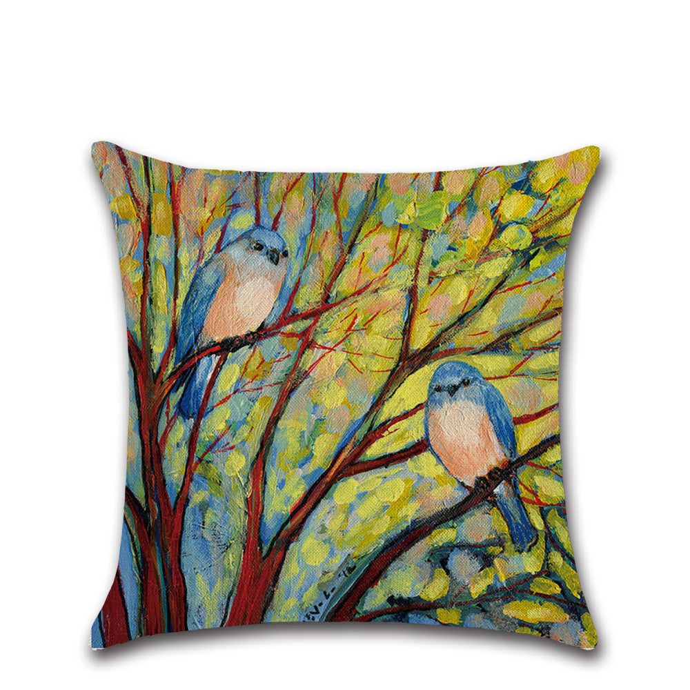 Linen Pillowcase with Home Temperament Oil Painting Print