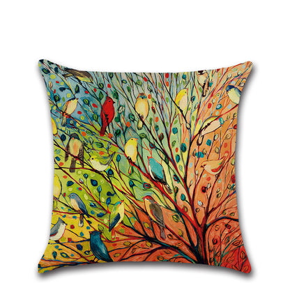 Linen Pillowcase with Home Temperament Oil Painting Print