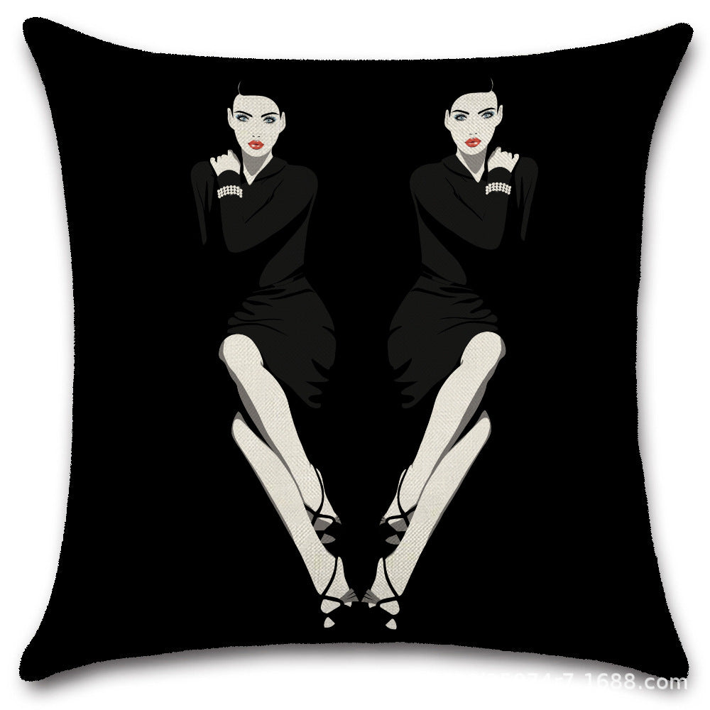 Nordic Pop Fashion Women's Character Pillow Cover