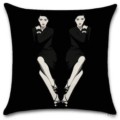 Nordic Pop Fashion Women's Character Pillow Cover