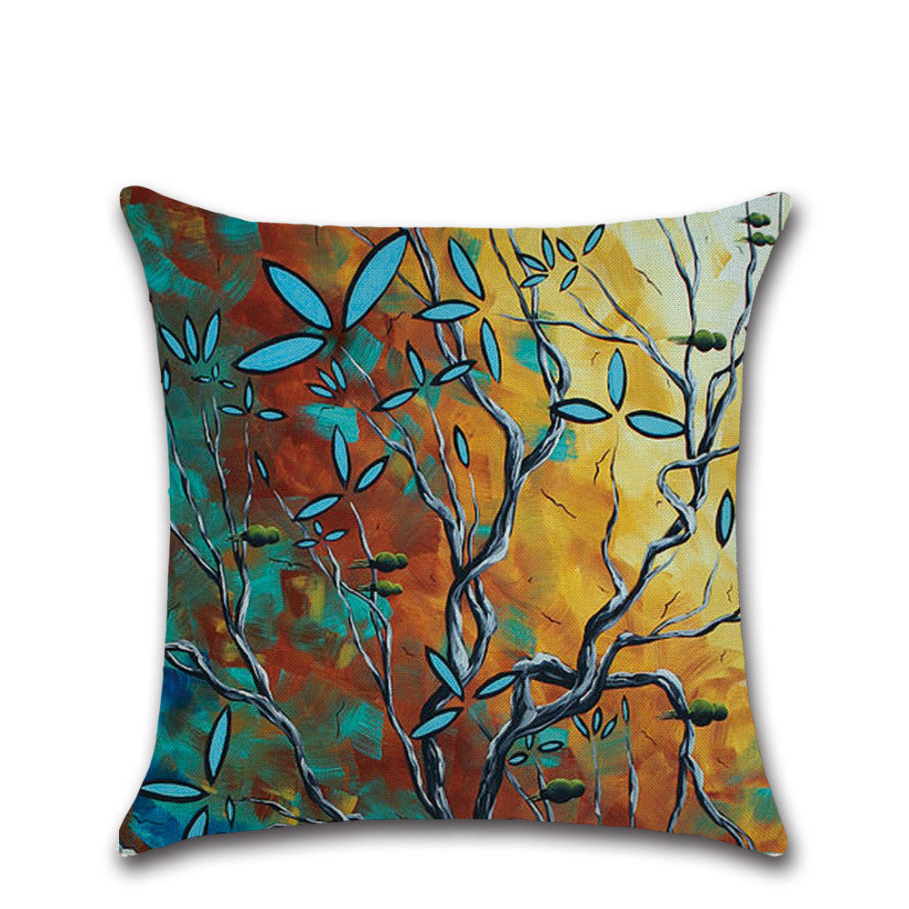 Linen Pillowcase with Home Temperament Oil Painting Print