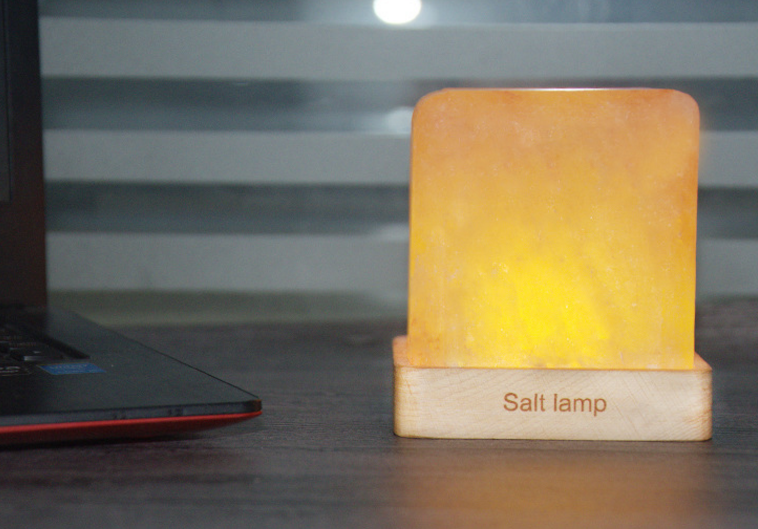 Himalayan Salt Lamp with LED Wooden Base Night Light