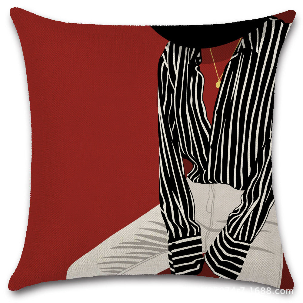 Nordic Pop Fashion Women's Character Pillow Cover