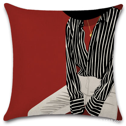 Nordic Pop Fashion Women's Character Pillow Cover