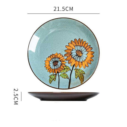 Creative Hand-Painted Ceramic Round Plate for Home Use