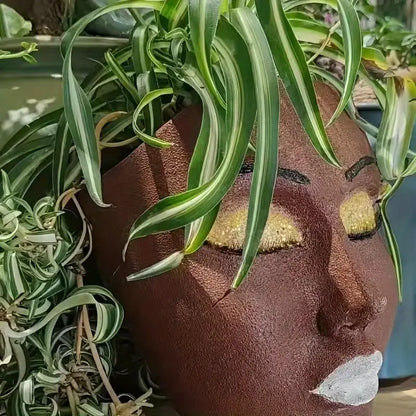 Resin Face Planter Pot for Indoor and Outdoor Decor