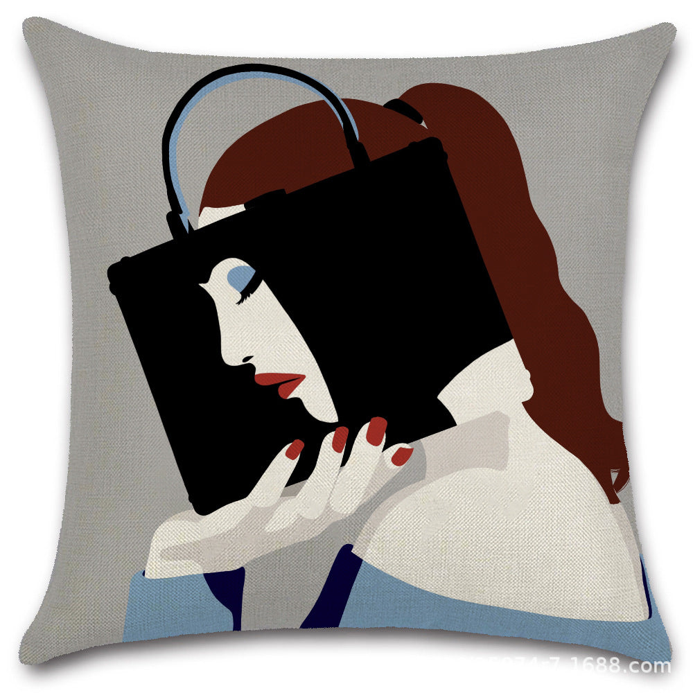 Nordic Pop Fashion Women's Character Pillow Cover
