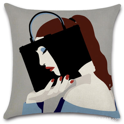 Nordic Pop Fashion Women's Character Pillow Cover