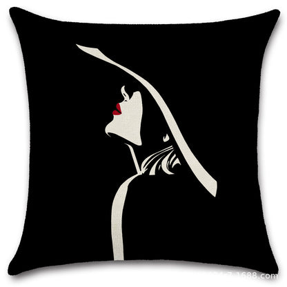 Nordic Pop Fashion Women's Character Pillow Cover