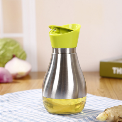 Stainless Steel Rotating Oil Dispenser with Glass Bottle