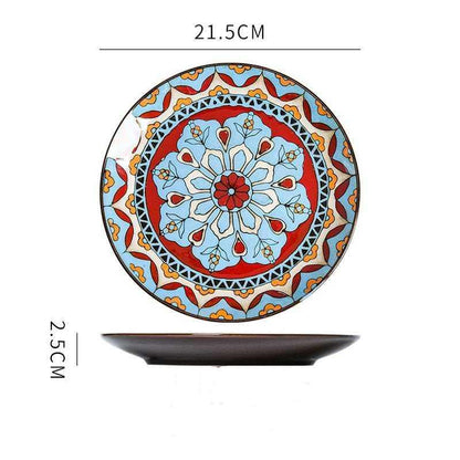 Creative Hand-Painted Ceramic Round Plate for Home Use