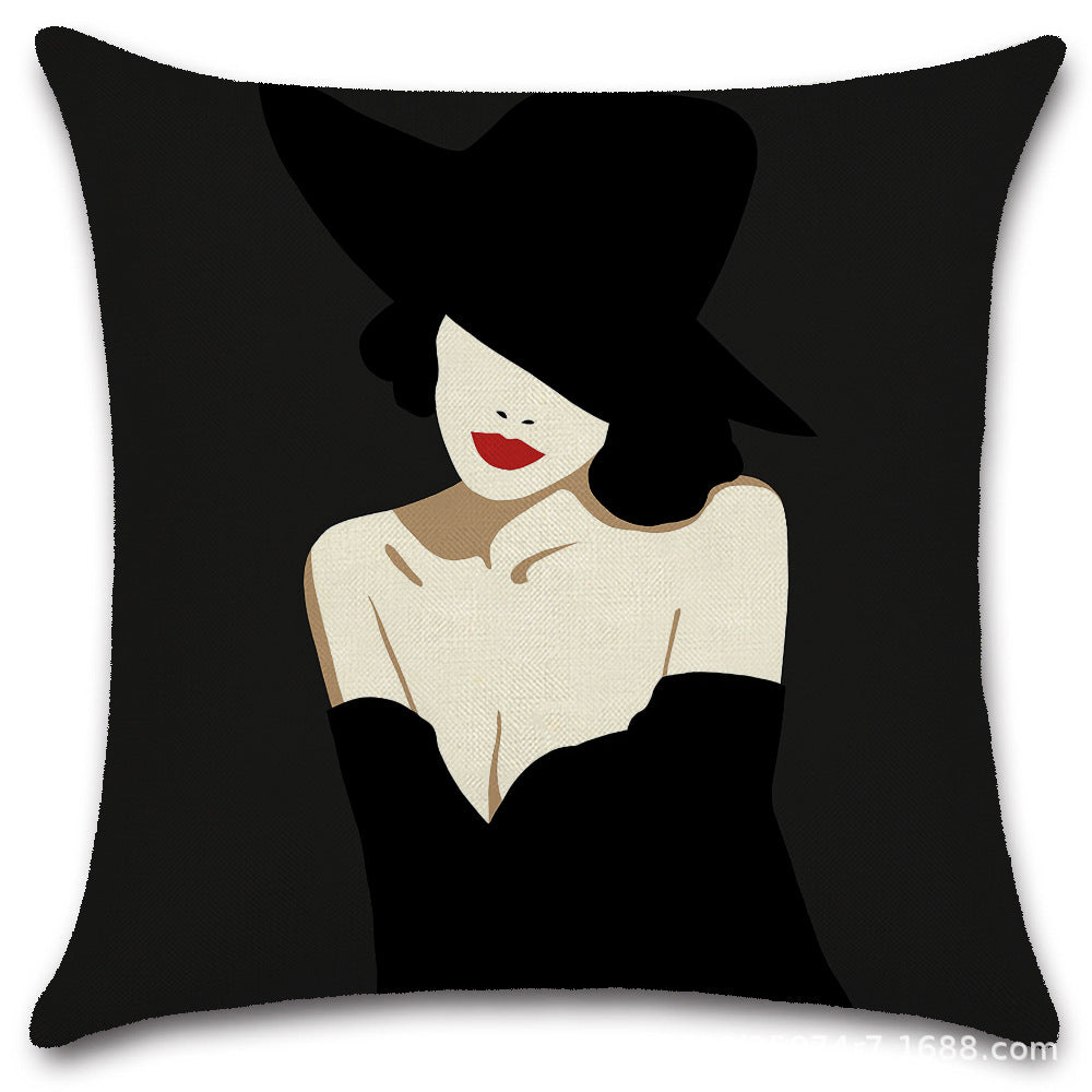 Nordic Pop Fashion Women's Character Pillow Cover