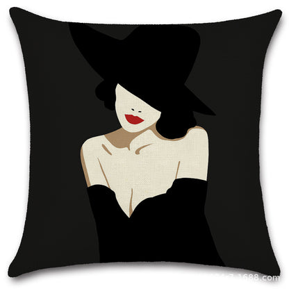 Nordic Pop Fashion Women's Character Pillow Cover