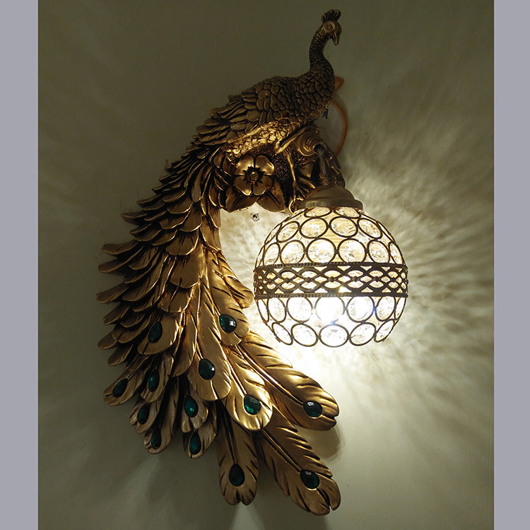 Indoor European Peacock Wall Lamp for TV Background