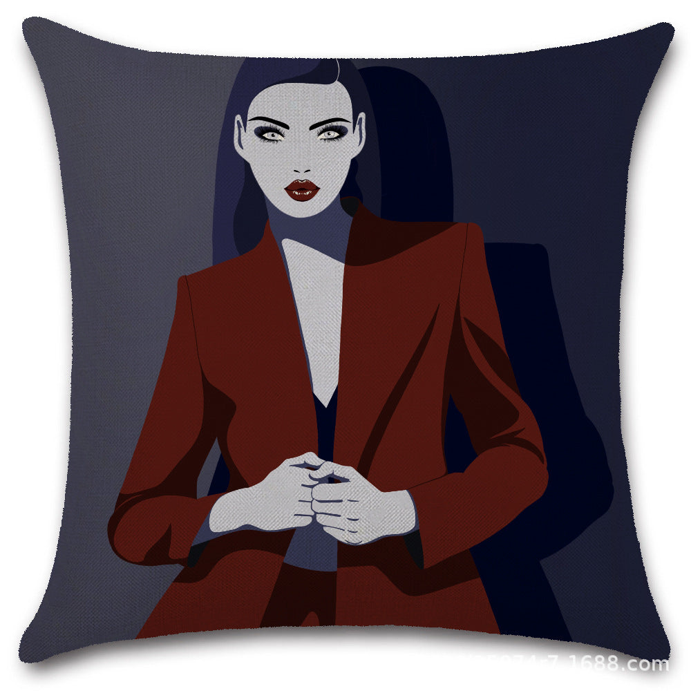 Nordic Pop Fashion Women's Character Pillow Cover