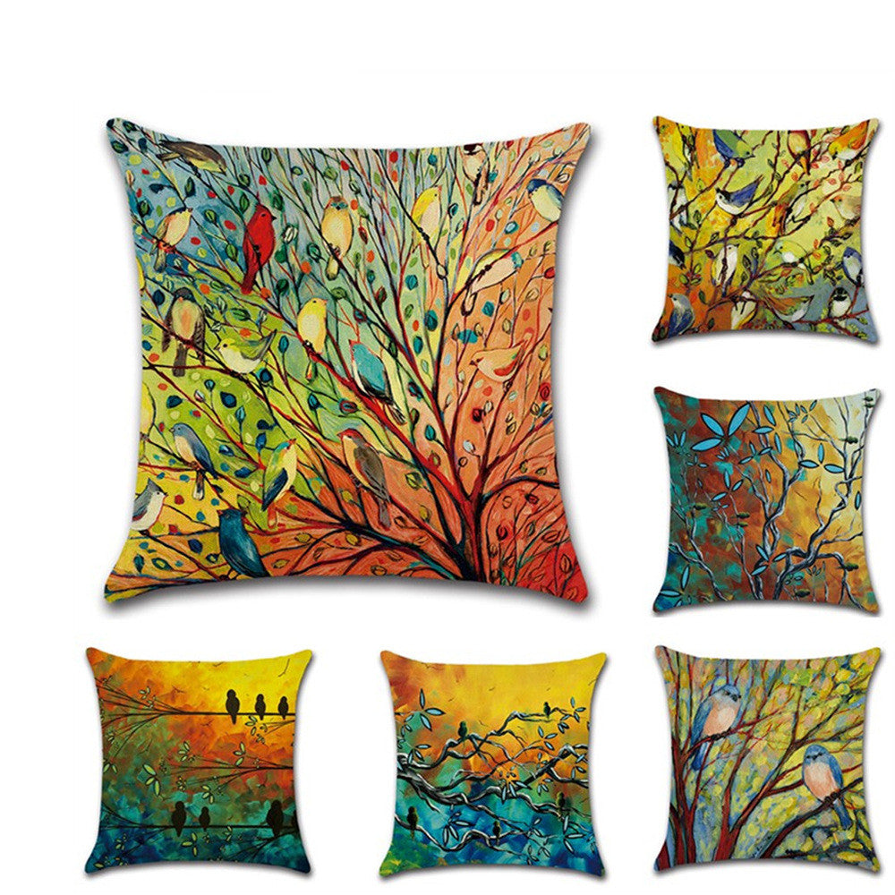 Linen Pillowcase with Home Temperament Oil Painting Print