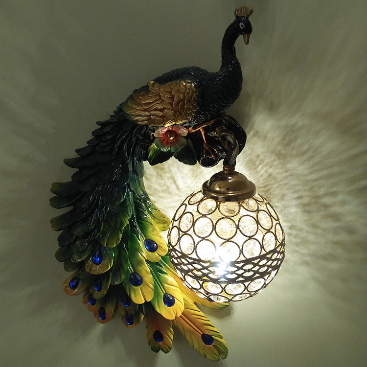 Indoor European Peacock Wall Lamp for TV Background