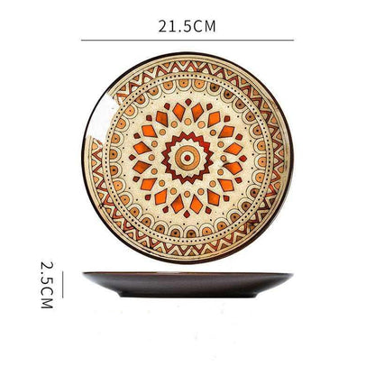 Creative Hand-Painted Ceramic Round Plate for Home Use