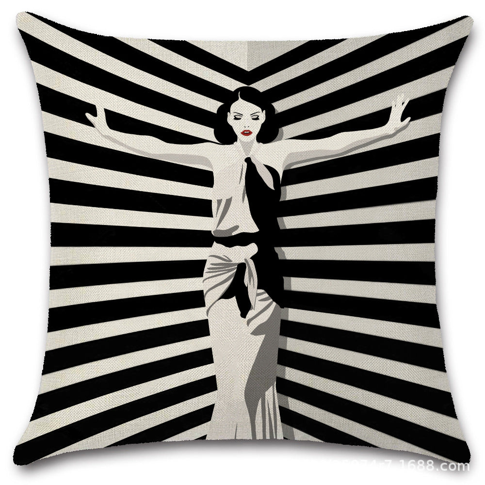 Nordic Pop Fashion Women's Character Pillow Cover