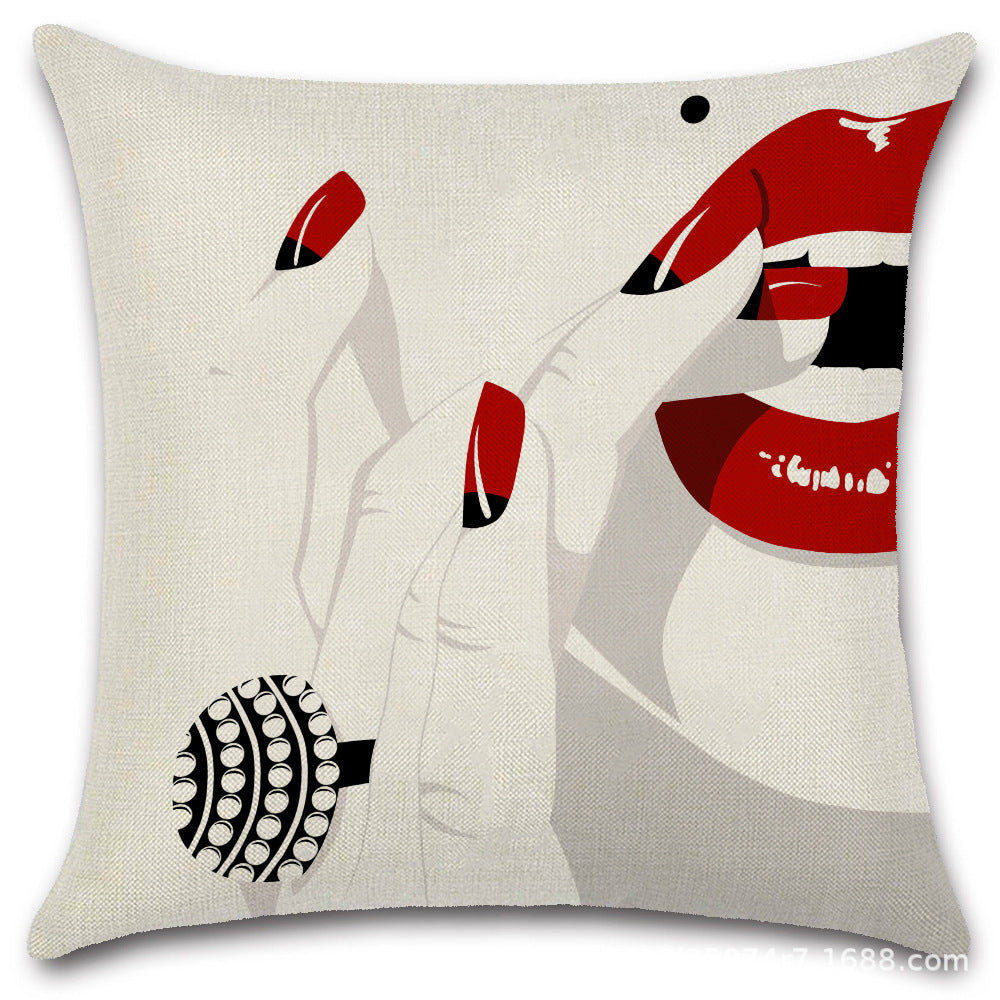 Nordic Pop Fashion Women's Character Pillow Cover