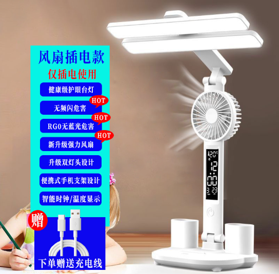 Rechargeable Dual Lamp Head Eye-Care Desk Lamp (One)