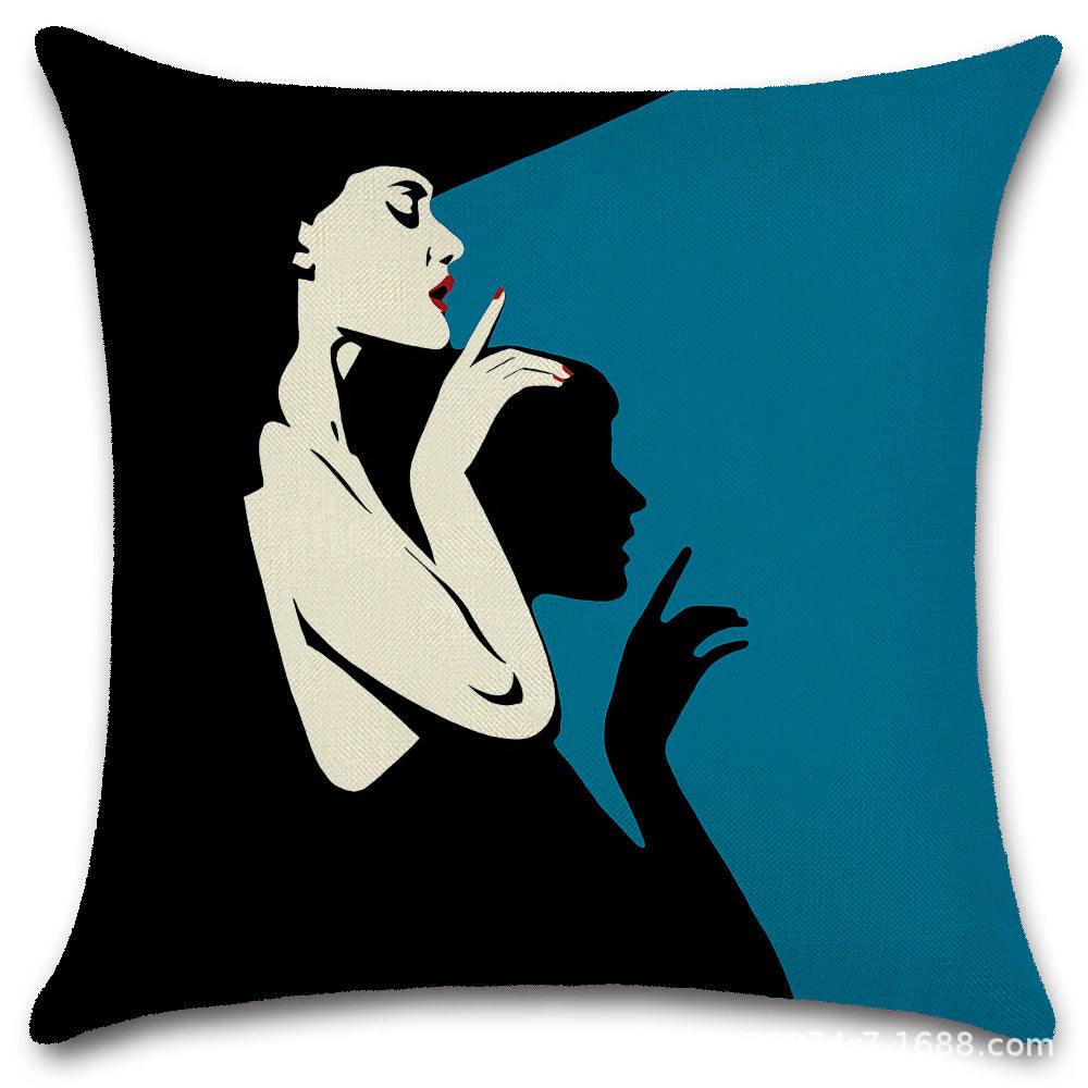 Nordic Pop Fashion Women's Character Pillow Cover