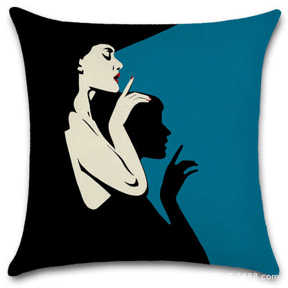 Nordic Pop Fashion Women's Character Pillow Cover