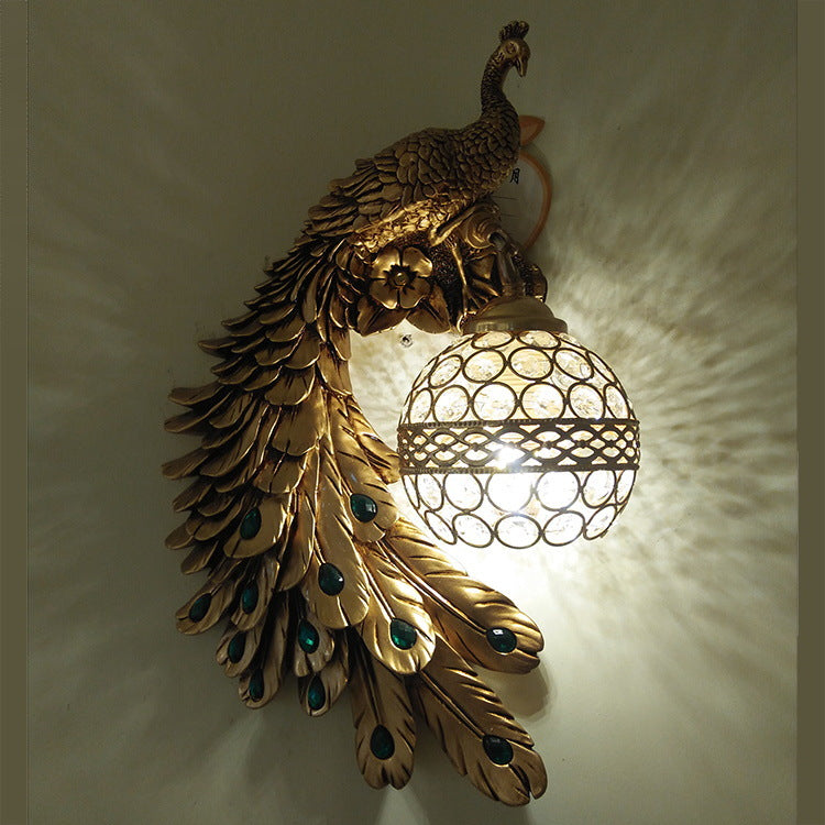 Indoor European Peacock Wall Lamp for TV Background