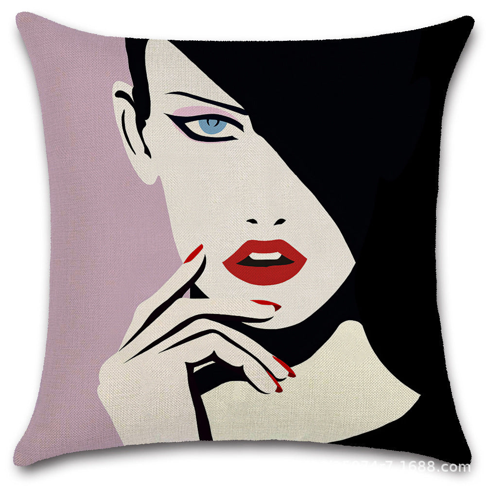 Nordic Pop Fashion Women's Character Pillow Cover
