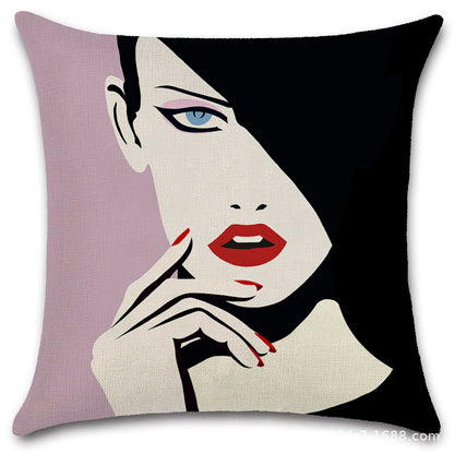 Nordic Pop Fashion Women's Character Pillow Cover