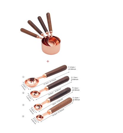 Measuring Cup Set with Rose Gold Stainless Steel Spoons