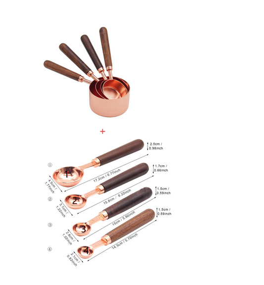 Measuring Cup Set with Rose Gold Stainless Steel Spoons