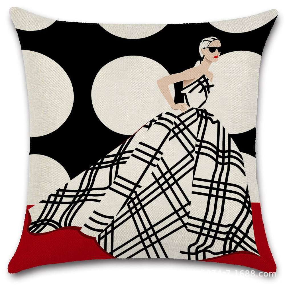 Nordic Pop Fashion Women's Character Pillow Cover