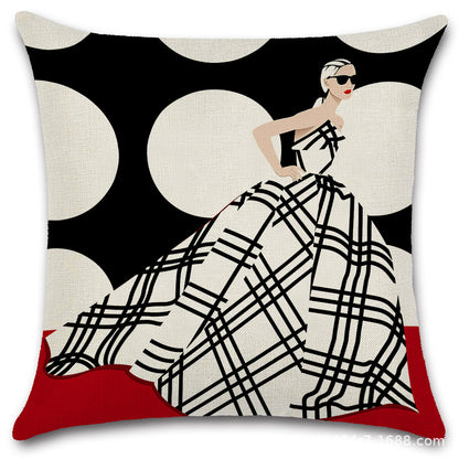 Nordic Pop Fashion Women's Character Pillow Cover
