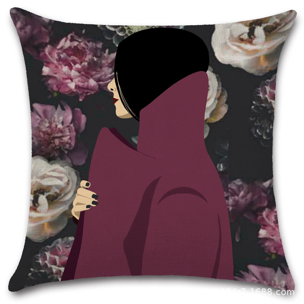 Nordic Pop Fashion Women's Character Pillow Cover
