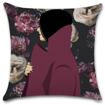 Nordic Pop Fashion Women's Character Pillow Cover